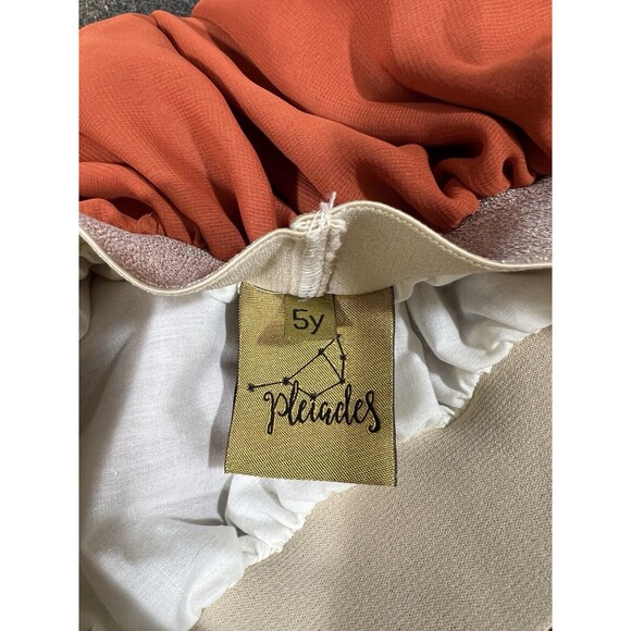 Pleiades Girls Size 5 Amber Orange Chiffon High Low Skirt! - Picture 4 of 6